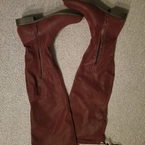 Purple thigh high boots